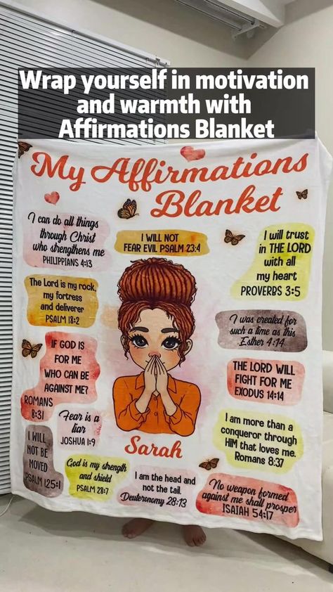 Add a touch of personalized inspiration to your life with this affirmation blankets. Wrap up in motivation and warmth 🤗 See here:... | By Giftago - Unique Family Gift Blanket Affirmations, Unique Family Gifts, Personalised Blankets, Daily Reminder, Family Gifts, Inspirational Gifts, Psalms, Blankets, Affirmations