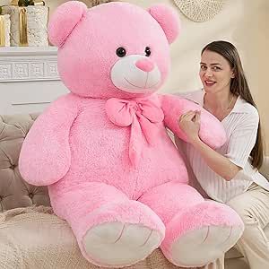 Tezituor Giant Pink Teddy Bear 5 Feet, Soft 59" Big Bear Stuffed Animal Life Size Plush Bear Toy Valentine's Christmas Birthday Gift for Girlfriend Kids Big Pink Teddy Bear, Birthday Gift For Girlfriend, Pink Teddy Bear, Pink Teddy, Birthday Gifts For Girlfriend, Bear Stuffed Animal, Big Bear, Christmas Birthday Gifts, Bear Toy