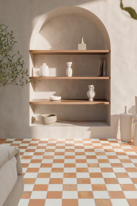 Terracotta Tile Floor, Craftsman Farmhouse, Checkerboard Floor, Interior Wall Lights, Terracotta Floor, Tile Inspiration, Terracotta Tiles, Commercial Flooring, Interior Floor