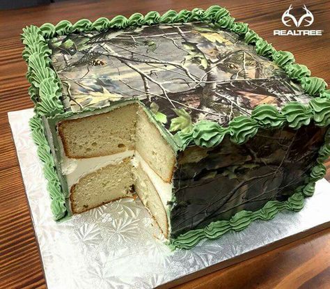 Realtree Cake Camo Birthday Cakes, Camouflage Birthday Party, Camo Cakes, Camo Cake, Hunting Birthday Party, Football Birthday Cake, Hunting Cake, Camo Birthday, Buttercream Decorating