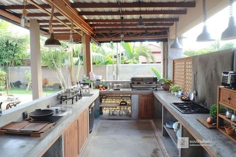 Adtukart Outdoor Cooking Fireplace, Backyard Restaurant, Modern Kitchen Photos, Dirty Kitchen Design, Concrete Outdoor Kitchen, Communal Kitchen, Terrace Kitchen, Dirty Kitchen, Outdoor Kitchen Ideas