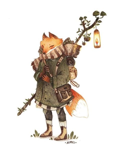 Root Character, Watercolor And Colored Pencil, Vis Dev, Fox Illustration, Affinity Photo, Last Moment, Fox Design, Rustic Art, Fox Art