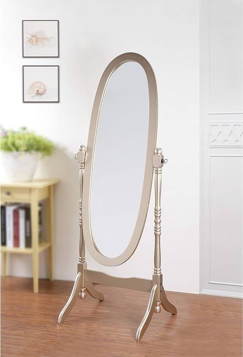 Amazon.com: GTU Furniture Swivel Adjustable Full-Length Oval Wood Cheval Floor Mirror, in White/Black/Cherry/Oak/Silver/Gold/Espresso/Grey Finish (Gold) : Home & Kitchen Swivel Mirror, Mirror Decor Ideas, Mirror Interior Design, Wood Easel, Cheval Mirror, Gold Sunburst, Circular Mirror, Mirror Gold, Turn Of The Century