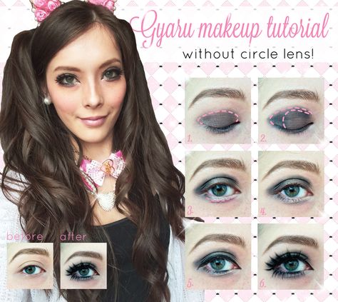 Gyaru Makeup Tutorial (Without Circle Lenses!) - Hello Lizzie Bee Gyaru Makeup Tutorial, Asian Makeup Before And After, Gyaru Hair, Agejo Gyaru, Daily Beauty Tips, Makeup 2018, Gyaru Makeup, Shimmery Eyeshadow, Dramatic Eye Makeup