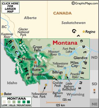 Montana, State of The Week 6/8 - 6/14/14 Map America, Western Meadowlark, Park River, Yellowstone River, Physical Map, State Capital, Ponderosa Pine, Montana State, Missouri River