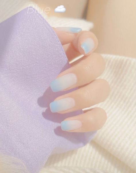 Pastel Blue Nails, Tropical Nails, Asian Nails, Hello Nails, Blush Nails, Pretty Gel Nails, Cute Gel Nails, Soft Nails, Kawaii Nails