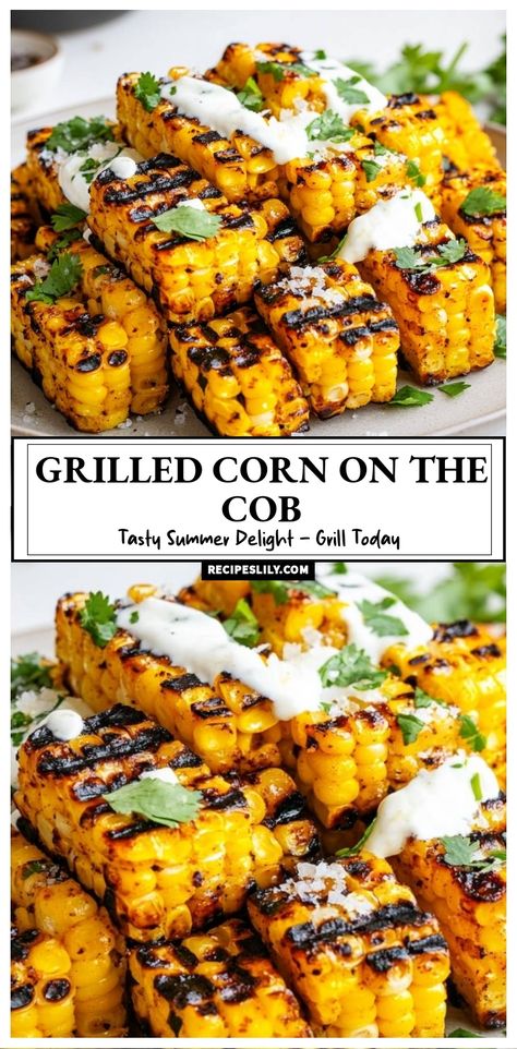 I love the taste of summer, and nothing says it like grilled corn on the cob! The sweet and smoky flavor, paired with a drizzle of creamy sauce and fresh herbs, makes it the perfect side dish for any BBQ. Get ready to impress your guests with this tasty summer delight! Longhorn Fire Grilled Corn On The Cob, Grilled Vegetables On The Grill, Corn On The Cob On The Grill, Corn On The Bbq, Bbq Corn On The Cob, Grilling Corn, Grilled Sweet Corn, Sweet Corn Recipes, Bbq Corn