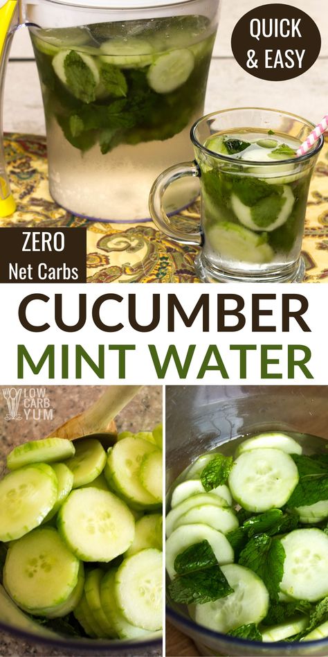 Cucumber Mint Water, Cucumber Water Recipe, Mint Infused Water, Cucumber Infused Water, Mint Drink, Fruit Infused Water Recipes, Flavored Water Recipes, Mint Water, Cucumber Water