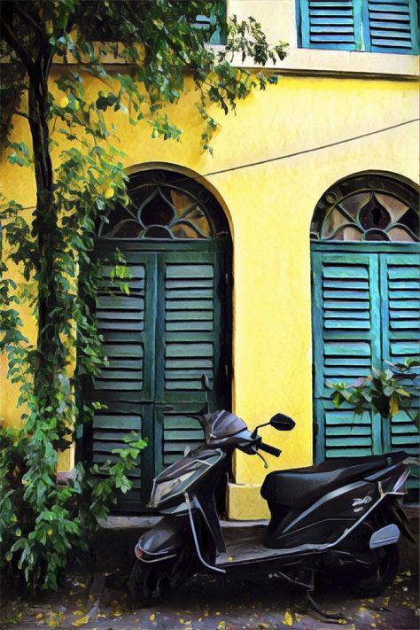 Old Calcutta Aesthetic, Old Calcutta Houses, North Calcutta, Bengal Architecture, Old Calcutta, Gouache Ideas, Surface Embellishment, Old Architecture, Aesthetic Architecture