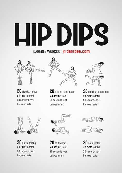 Hip Dips Workout Darebee Workout, Dip Workout, Fitness Studio Training, Gym Antrenmanları, Latihan Yoga, Hips Dips, Summer Body Workouts, Trening Fitness, Body Workout Plan