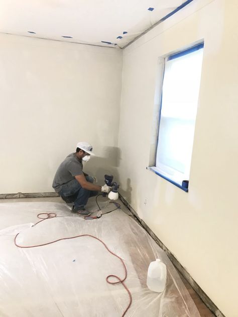 Painting With Sprayer, Paint Designs On Wall, Paint Interior Walls, Spray Paint Designs, Spray Painter, Painting Rooms, Best Paint Sprayer, Red Oak Hardwood Floors, Indoor Paint