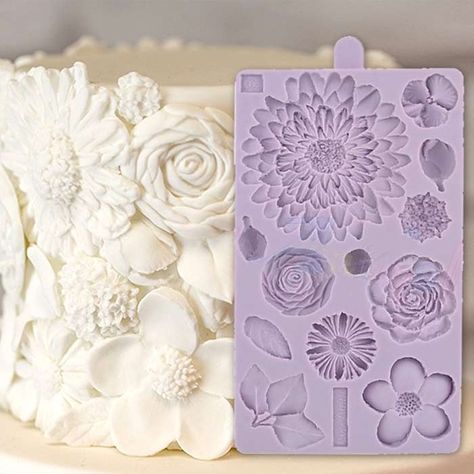 Flower Cake Design, Karen Davies, Design Stencils, Fondant Cake Designs, Elegant Birthday Cakes, Wedding Crafts Diy, Flower Molding, Cake Decorating Designs, Modern Wedding Cake