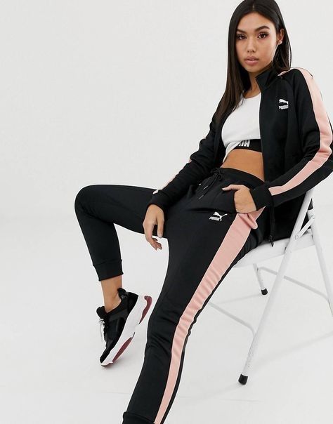 PUMA 75 ANNIVERSARY Win big and drive home in style! Puma Outfit Women, Puma Outfits, Puma Outfit, Black Leggings Outfit, Sporty Outfits, Black And Pink, Track Jacket, Track Jackets, Outfits Aesthetic