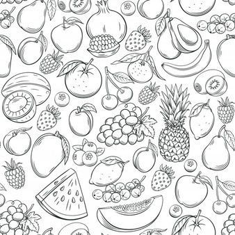 Fruit Bowl Drawing, Fruits Poster, Fruit Doodle, Poster Pattern, Fruit Sketch, Fruit Cartoon, Fruits Drawing, Fruit Vector, Cool Doodles