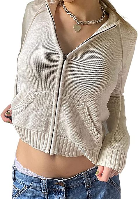 Beige Vest, Cardigan Beige, Y2k Sweater, Y2k Clothing, Knitted Hood, Beige Cardigan, Winter Hoodies, Knitted Coat, Hooded Cardigan