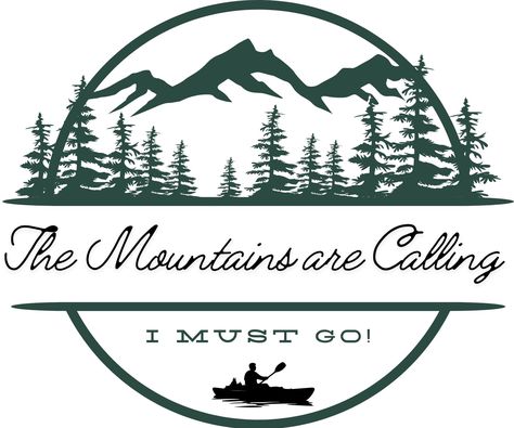 The Mountains are Calling, I Must Go - design / decal / sign / t-shirt / apparel / wall art / adventure picture. Multi functional - print for any surface, wall or canvas, print and press on any article of clothing, pillow, bag, bedding or towels; place on a mirror or window, makes for a great gift idea, home or cabin décor and more! Rustic outback wild mountain adventure scene for any hiker, camper, hunter, man, woman or child. Unique custom made design. Fall Scrapbook Layouts, Adventure Picture, Art Adventure, Mountain Adventure, Mountains Are Calling, Pillow Bag, The Mountains Are Calling, Design Sticker, Make Design