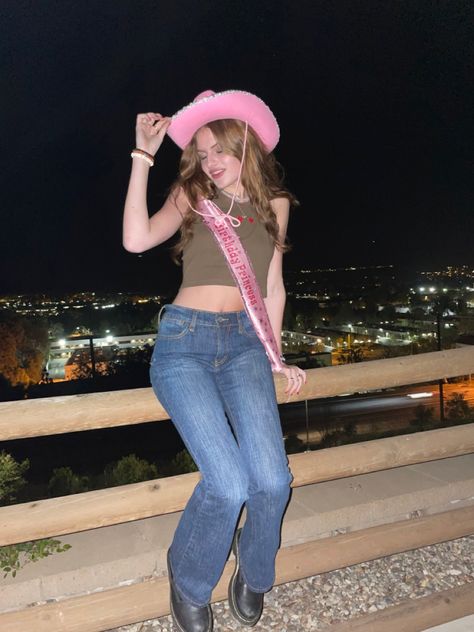 Birthday Sash Aesthetic, Sash Aesthetic, Dream Life Photos, Baggy Jeans Outfit, Pink Cowboy Hat, Pink Cowboy, Birthday Sash, Cowgirl Birthday Party, Cowgirl Birthday