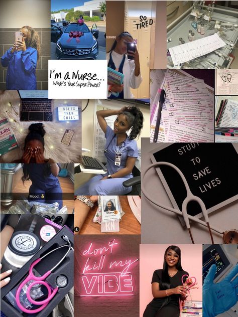 Vision Board Ideas Aesthetic Nursing, 2023 Vision Board Nurse, Nurse Aesthetic Black Women Wallpaper, Mood Boards Aesthetic Nursing, Black Nurse Lifestyle, Black Nurse Inspiration, Vision Board Black Woman Nurse, Black Nurse Collage, Black Travel Nurse Aesthetic