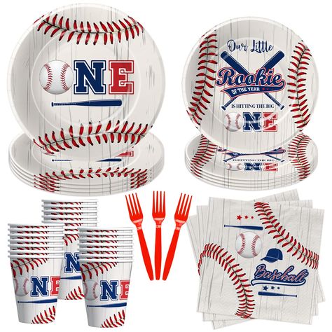 PRICES MAY VARY. 【Baseball First Birthday Decorations】mmerse your celebration in the excitement of baseball with our baseball first birthday party supplies. The entire set is thoughtfully designed with vibrant colors, iconic baseball imagery, and a cohesive theme that brings the thrill of the game to your party table 【What Will You Get】Disposable baseball rookie of the year 1st birthday party supplies set included 24pcs 9'' baseball dinner plates, 24pcs 7'' baseball dessert plates, 24pcs paper n Baseball Decorations, Baseball Party Decorations, Baseball Theme Birthday, Baseball First Birthday, Birthday Plates, Boys First Birthday Party Ideas, Birthday Table Decorations, First Birthday Party Decorations, Rookie Of The Year