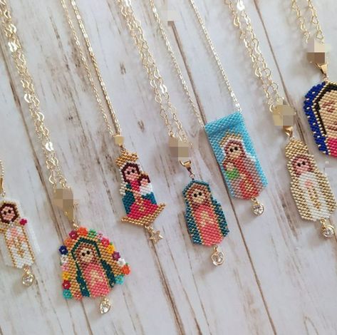 Fashion virgen maria  guadalupe Miyuki Necklace  For Women Jewelry Gift Miyuki Necklace, Miyuki Beads Pattern, Mary Necklace, Beautiful Beaded Jewelry, Virgin Mary Necklace, Beads Craft Jewelry, Necklaces Handmade, Bracelets Handmade Diy, Beaded Jewlery