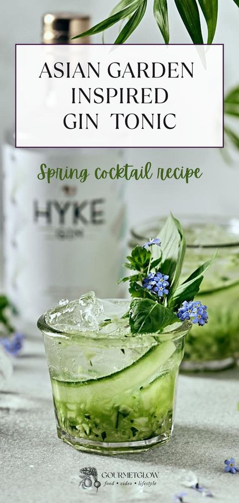 Savor the essence of spring with Asian Garden Gin Tonic. This refreshing cocktail features lemongrass syrup, lime juice, and Hyke Gin, all artfully photographed and garnished to perfection. #cocktailrecipe #gintonicidea #cocktaildecoration #mixologist #drinkphotography #alcoholicdrinks Cocktail Styling, Gin Based Cocktails, Garden Cocktail, Spring Cocktail, Spring Cocktails Recipes, Cocktail Decoration, Specialty Drinks, Gin Tasting, Cocktail Photography