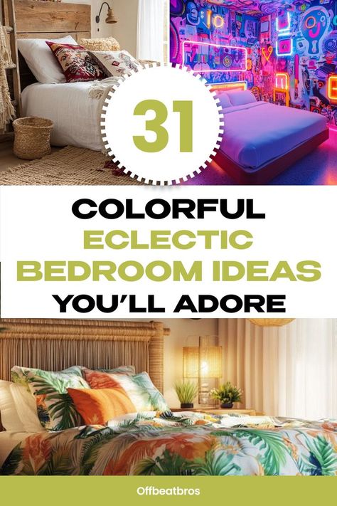 Finding the perfect mix of colors and styles can be tough for a unique bedroom look. Get inspired with vibrant ideas to make your own eclectic mid-century modern bedroom truly one of a kind. Save this pin to keep bold eclectic bedroom design ideas at your fingertips! Modern Colorful Bedroom, Colorful Eclectic Bedroom, Eclectic Bedroom Ideas, Modern Eclectic Bedroom, Eclectic Bedroom Design, Eclectic Decor Bedroom, Boho Eclectic Decor, Bold Bedroom, Next Bedroom