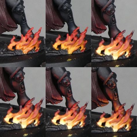 Painting Figurines, Dnd Crafts, Dnd Mini, Fire Painting, 28mm Miniatures, Warhammer Figures, Warhammer Paint, Dnd Miniatures, Mini Candles