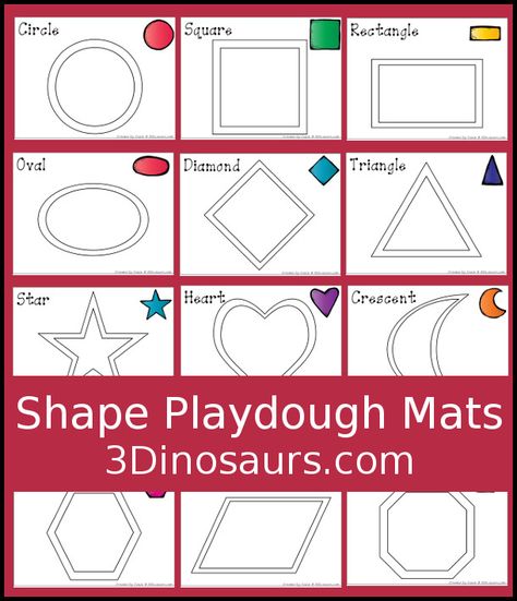 Free Shape Playdough Mats | 3 Dinosaurs Play Doh Shape Mats, Shape Mats Free Printable, Dot Marker Printables, Playdoh Mats, Shape Coloring Pages, 3 Dinosaurs, Printable Shapes, Playdough Activities, Shapes Preschool