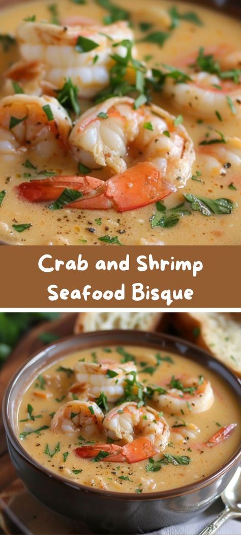 Crab and Shrimp Seafood Bisque - Good For Recipes Crab And Shrimp Seafood Bisque, Crab And Shrimp, Crab Bisque, Seafood Bisque, Comforting Soup, Cozy Evening, Creamy Soup, Crusty Bread, Broth