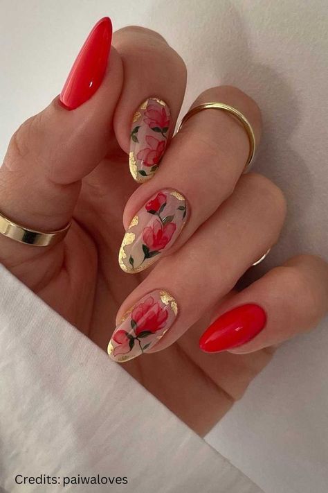 The Best 50+ Ideas for Short Nails Decorated Roses Brush Code, Floral Nail Designs, Smink Inspiration, Flower Nail Designs, Classy Acrylic Nails, Floral Nail Art, Almond Nails Designs, Red Nail Designs, Makijaż Smokey Eye