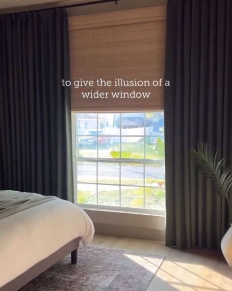 Get ready for my favorite tricks for making windows appear larger! The original window in this bedroom was way too low, and off center with an arched top that allowed light in. Here are the simple fixes: Step 1: Hang a Blackout Roman Shade for Height and Light Control To give the impression of a taller window, hang a blackout roman shade that is approximately 10 inches wider than the window itself. Ensure the shade is long enough to reach the bottom, providing full coverage.… Make Small Windows Appear Larger, Bedroom With Awkward Window, Tall Windows Living Room, Off Center Windows, Low Window, Window Shades Blackout, Blackout Roman Shades, Pitched Ceiling, Gable House