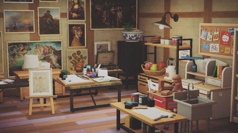 Acnh Art, Art Conservation, Conservation Art, Art Studio Room, Qr Codes Animal Crossing, Studio Room, Ghost Cat, Animal Crossing Game, Blue Island