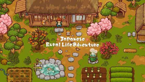 You can play this game and many others now with an Apple Arcade subscription. Cozy Apple Arcade Games, Island Survival, Build A Dog House, Japanese Countryside, Japanese Festival, Indie Game Art, Apples To Apples Game, Game Start, Rural Life