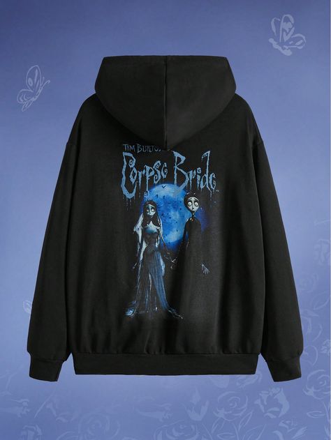 Corpse Bride | ROMWE Letter & Figure Graphic Drop Shoulder HoodieI discovered amazing products on SHEIN.com, come check them out! Bride Hoodie, Drop Shoulder Hoodie, Corpse Bride, Amazing Products, Drop Shoulder, Sweatshirts Women, Collar, Halloween, Clothes