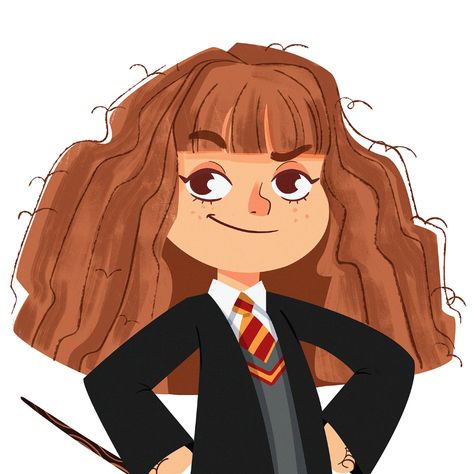 Behance :: For You Anime Hermione Granger, Harry Potter Fan Art Hinny, Hermione Granger Books Fan Art, Hermione Granger Cute Drawing, Cartoon Hermione Granger, Digital Art Character Design, Digital Art Character, Harry Potter Cartoon, Harry Hermione