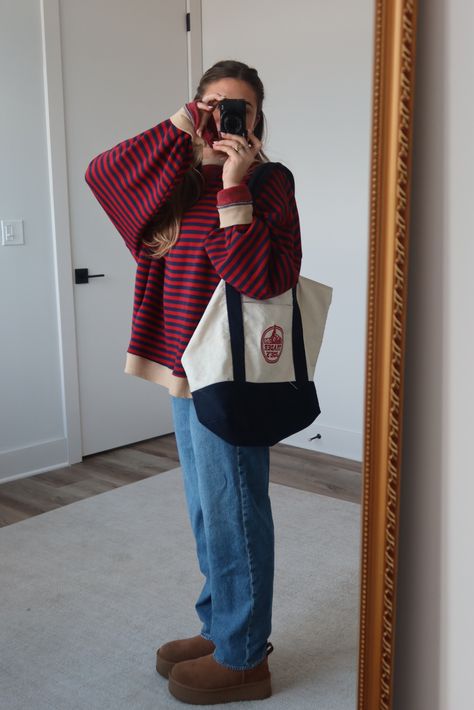 Classic Striped Oversized Crewneck curated on LTK Striped Crewneck Outfit, Oversized Crewneck Outfit, Crewneck Outfits, Striped Sweater Outfit, Crewneck Outfit, Striped Crewneck, Oversized Crewneck, Stripe Sweater, Sweater Outfits