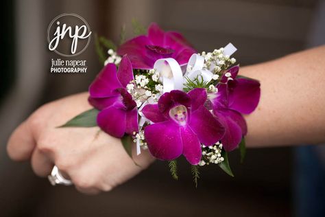 Purple/Fuschia dendros, white accents, wrist corsage, Prom2013 www.jsnphoto.com Dendrobium Orchid, Bridal Party Flowers, Fuchsia Wedding, Orchid White, Prom Corsage, Prom 2014, Corsage Prom, Dendrobium Orchids, Corsage Wedding