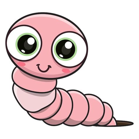 Vector vector illustration of cute worm ... | Premium Vector #Freepik #vector #worm #cartoon-art #funny-cartoon #caterpillar Worm Drawing Cute, Worm Painting, Worm Clipart, Worm Illustration, Worm Cartoon, Caterpillar Cartoon, Cartoon Caterpillar, Worm Drawing, Pre K Teacher