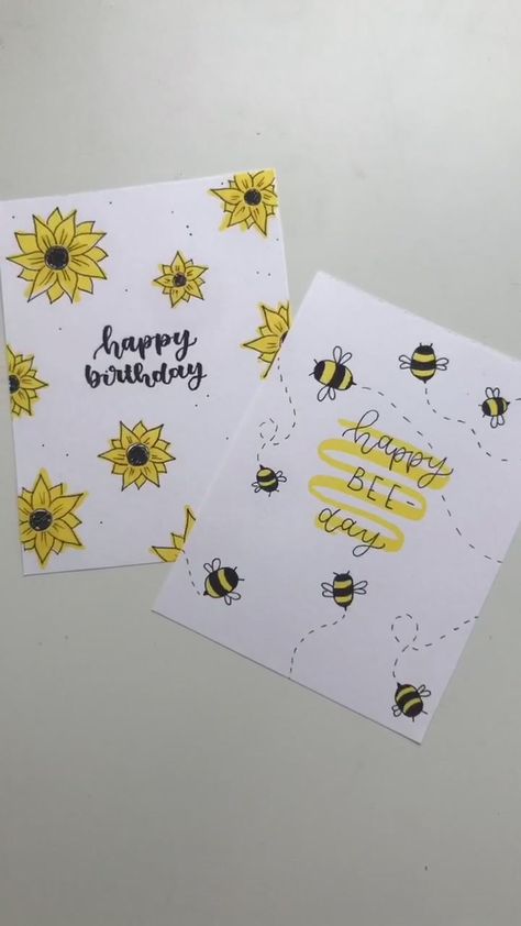 Friend Bday Card Ideas, Calligraphy Happy Birthday Card, Yellow Birthday Card Ideas, Aesthetic Bday Card Ideas Handmade, Happy Birthday Cards Handmade Aesthetic, Calligraphy Card Ideas, Calligraphy Birthday Card Ideas, Simple Bday Card, Happy Birthday Card Ideas Aesthetic