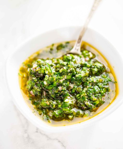 The BEST Chimichurri Sauce Recipe Used in Proffesional Kitchens Chimmi Churri Sauce, Chimmi Churri, Steak Sauce Recipes, Steak With Chimichurri Sauce, Chimichurri Sauce Recipe, Chimichurri Recipe, Pan Fried Salmon, Greek Easter, Recipe Cookbook