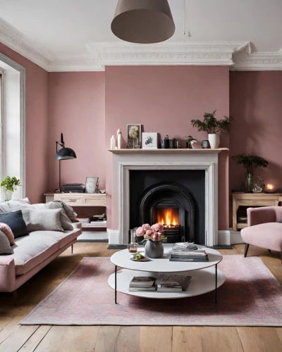 cozy pink living room Dulux Pressed Petal Bedroom, Soft Truffle Dulux Paint Living Room, Dulux Pink Living Room Satin Bow, Dusted Fondant Dulux Paint, Dulux Raspberry Diva, Grey Sofa Living Room, Dulux Paint, Gray Sofa, Living Room With Fireplace