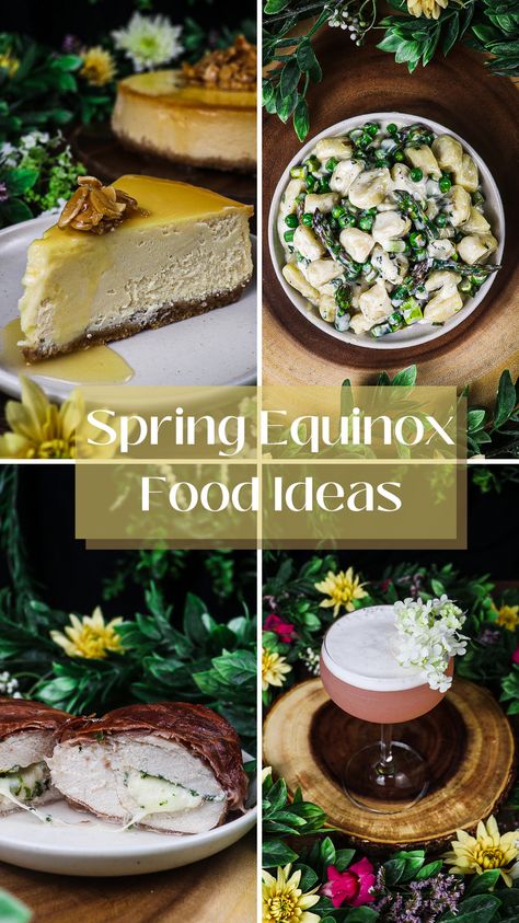 Spring Equinox Feast, Spring Equinox Recipes, Spring Equinox Celebration Food, Ostara Meals, Spring Equinox Food, Spring Dinner Party Menu Ideas, Goddess Diet, Spring Equinox Party, Ostara Recipes