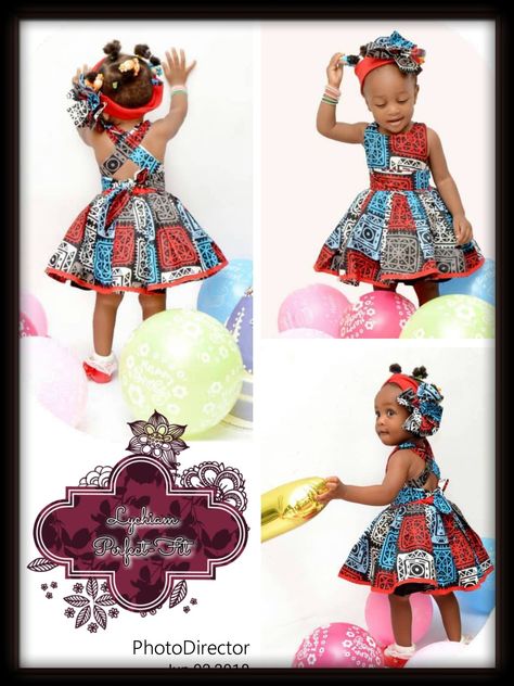 Ankara gown for a cute baby. Baby Girl Ankara Gown Style, Baby Ankara Gown, Ankara Gown For Kids, Latest Children Ankara Gown, Children Ankara Gowns, Baby Gown Design, A Shape Gown Ankara, Latest Bubu Gown Style, Gown Aesthetic