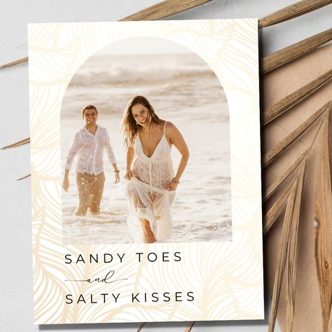 Beach Wedding Save The Date, Arch Photo, Simple Typography, Lily Wedding, Sand Ceremony, Beach Destination Wedding, Coastal Charm, Modern Beach, Green Photo