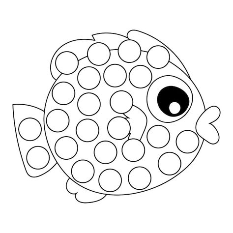 Ocean animals dot marker coloring pages ... | Premium Vector #Freepik #vector #cute-background #coloring-pages #ocean-animals #kids-activity Hibernation Preschool Activities, Marker Coloring Pages, Dr Seuss Coloring Pages, Preschool Painting, Dot Marker Printables, Marker Coloring, Dot Marker Activities, Toddler Painting, Fish Template