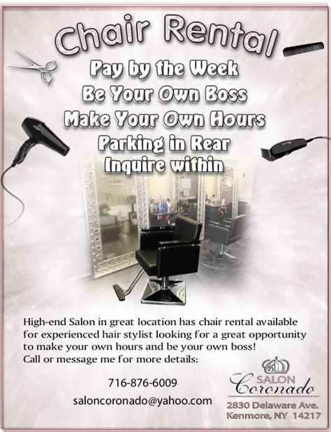 Now Hiring Chair Rental Chair Rental Salon, Salon Booth Rental, Hair Salon Quotes, Leather Chaise, Salon Quotes, Outdoor Chaise Lounge Chair, Secrets Of The Universe, Salon Chairs, Hair Dresser