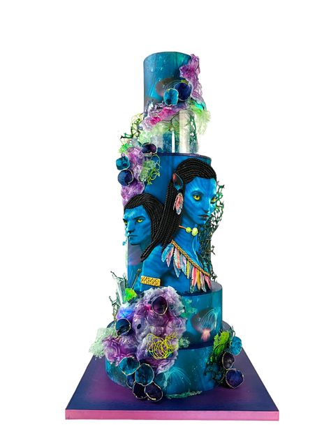 Avatar cake Avatar Cake Ideas, Avatar Cake, Avatar Party, Avatar Birthday, Painting Cake, Gravity Cake, Baking Art, Couture Cakes, Themed Wedding Cakes