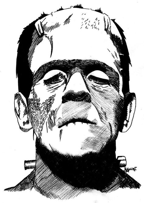 Universal Monsters Tattoo, Frankenstein Tattoo, Frankenstein Art, Monster Tattoo, Monster Drawing, Frankenstein's Monster, Horror Tattoo, Horror Movie Art, Classic Horror Movies