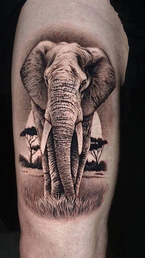 Elephant Profile Tattoo, Elephant Tattoos Realism, Elephant Arm Tattoo, Elephant Tattoos Men, Elephant Art Tattoo, Cool Animal Tattoos, Realistic Elephant Tattoo, Joker Art Drawing, Maa Tattoo Designs