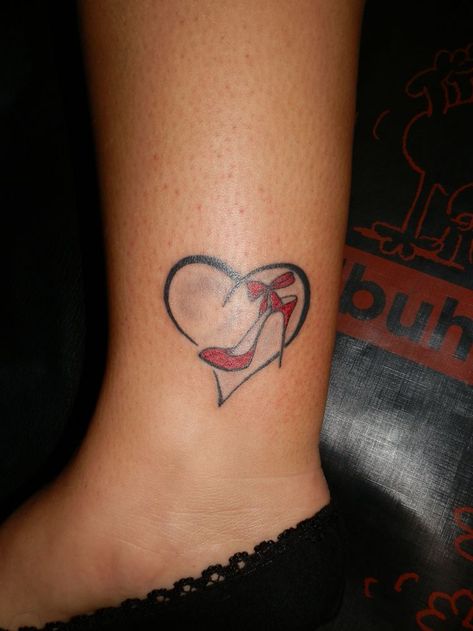 Tattoo On Heel, High Heel Tattoo, Nanny Tattoo, Live Tattoos, Cat Tatoos, Heel Tattoo, Ankle Tats, High Heel Tattoos, Shoe Tattoo